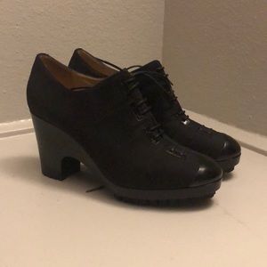 Emporio Armani black canvas heel booties sz 8.5 US
